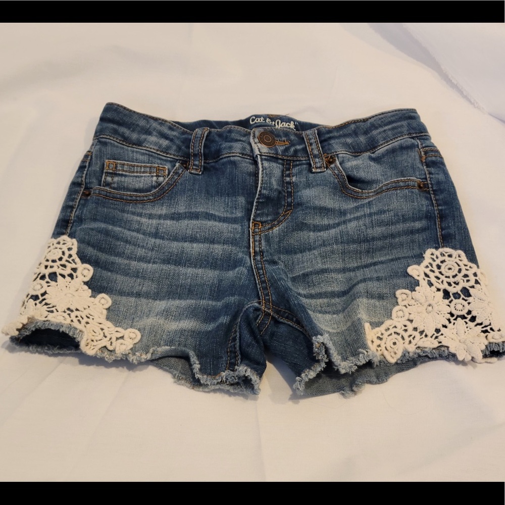 Jean Shorts with Floral Lace